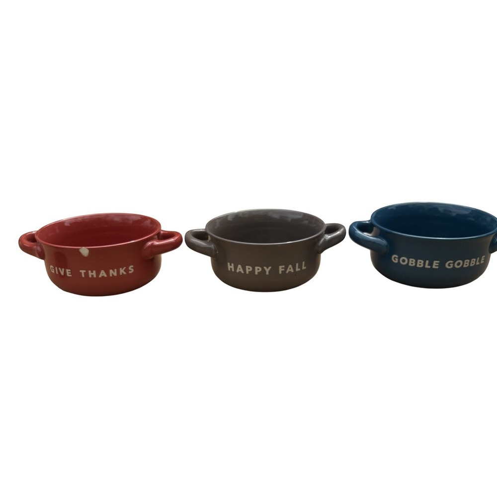 Holiday Home Fall Thanksgiving Decorative Bowls Set of 3‎ Give Thanks Happy Fall